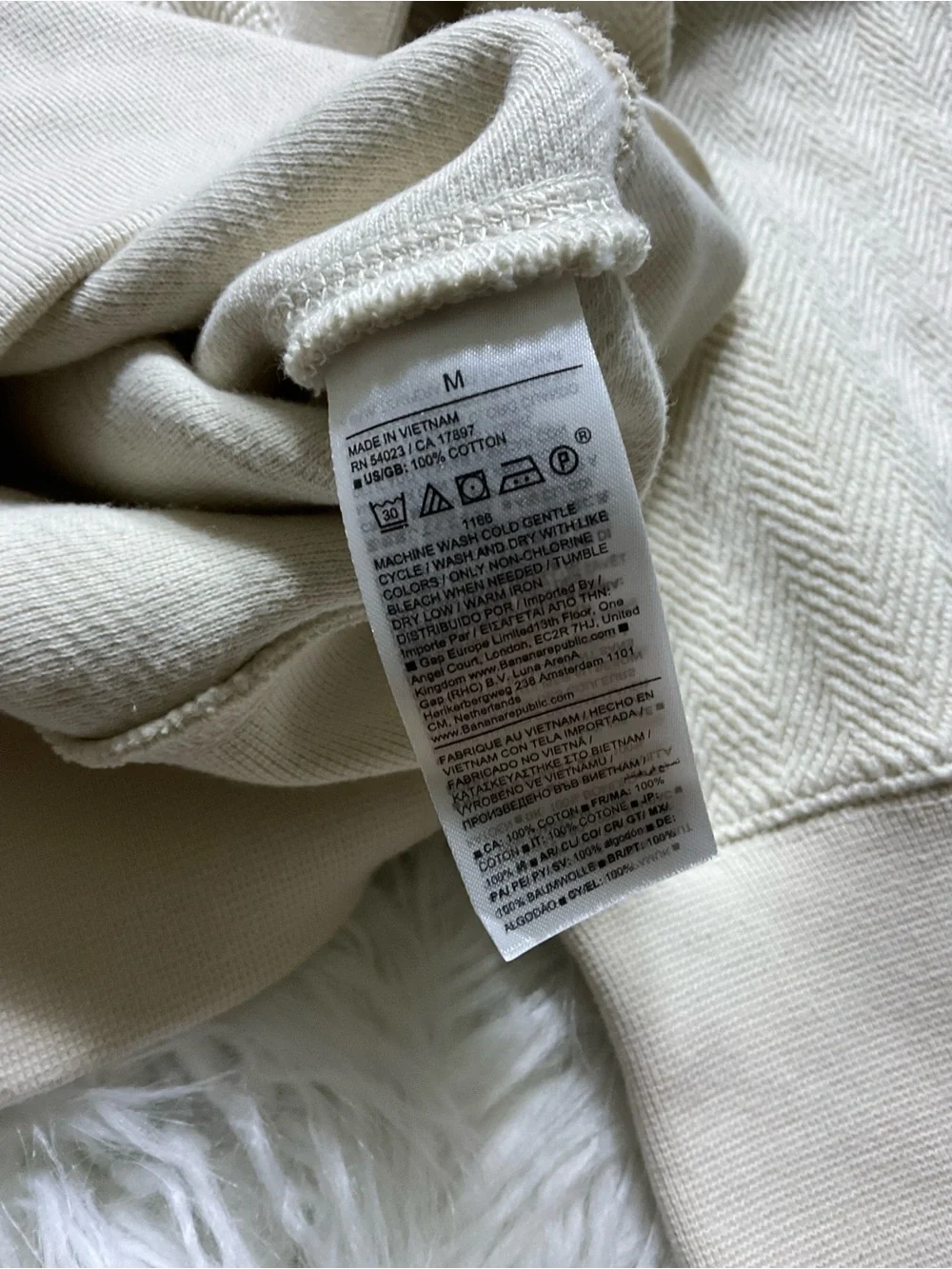 NWT BANANA REPUBLIC TEXTURE FRENCH TERRY SWEATSHIRT in Transition Cream White